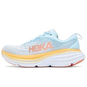 Hoka One One Bondi 8 Womens Size 9.5B Blue Yellow Athletic Running Shoes Sneaker